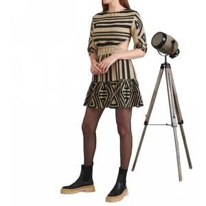 NEW LACE embroidered open back dress in sand